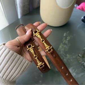 Talbots belt leather with gold ascents size M